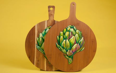 Alex Ebdon hand-painted artichoke board