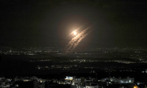 Iranian missiles above the Israeli city of Ashdod
