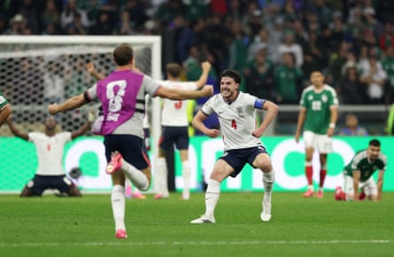 Declan Rice celebrates after the match