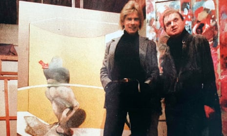 Barry Joule with his friend, Francis Bacon, at the artist’s studio in London in March 1986.