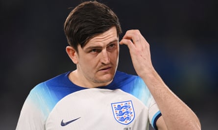 Harry Maguire before the game against Italy in Naples