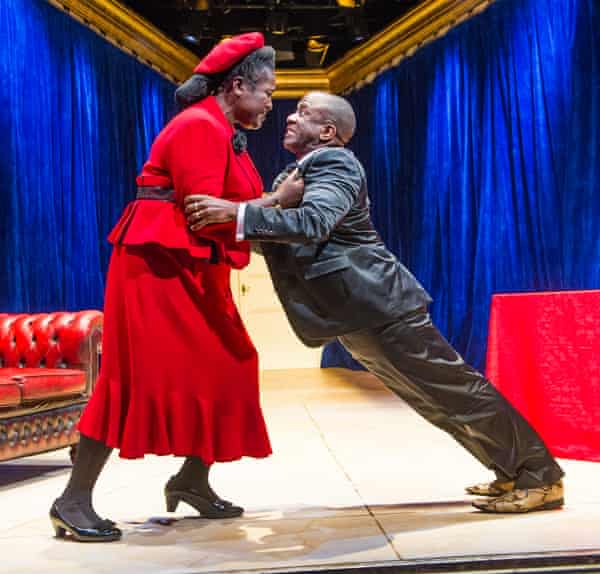 Sharon D Clarke and Lucian Msamati in A Wolf in Snakeskin Shoes at the Tricycle theatre, London, in 2015.