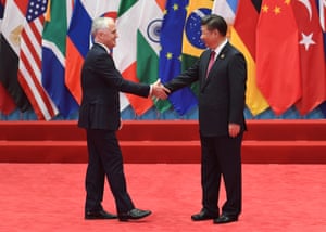 Malcolm Turnbull shakes hands with China’s President Xi Jinping at the G20.