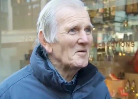 Former Liverpool goalkeeper Tommy Lawrence talks to the BBC while out shopping in 2015.