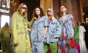 Models wearing Stella McCartney designs backstage