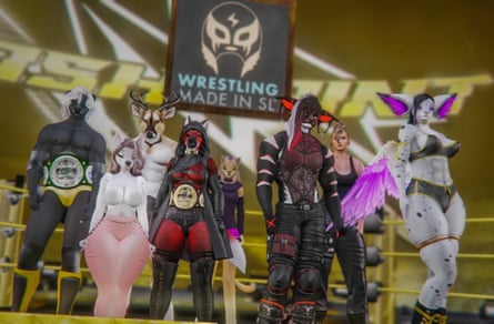 Furry wrestling in virtual world Second Life