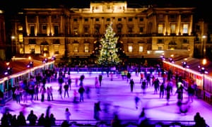 Glide and slide … skaters enjoy the rink in the 18th-century courtyard London’s Somerset House.
