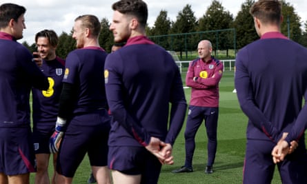 Lee Carsley and some of the England squad during a training session on Sunday.