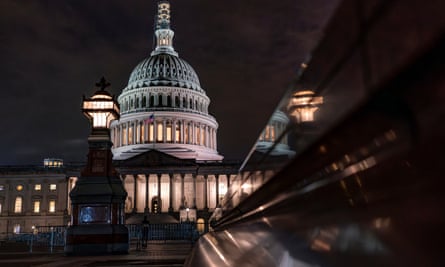 The Capitol building in Washington DC late at night
