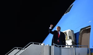 Donald Trump boards Air Force One yesterday.