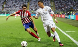 Cristiano Ronaldo takes on Stefan Savic.