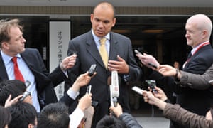 Michael Woodford, former chief executive of Olympus, talking to reporters in 2012.
