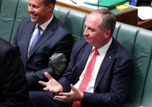 Deputy PM Barnaby Joyce plays catch with a lump of coal during a question time in February 2017. 