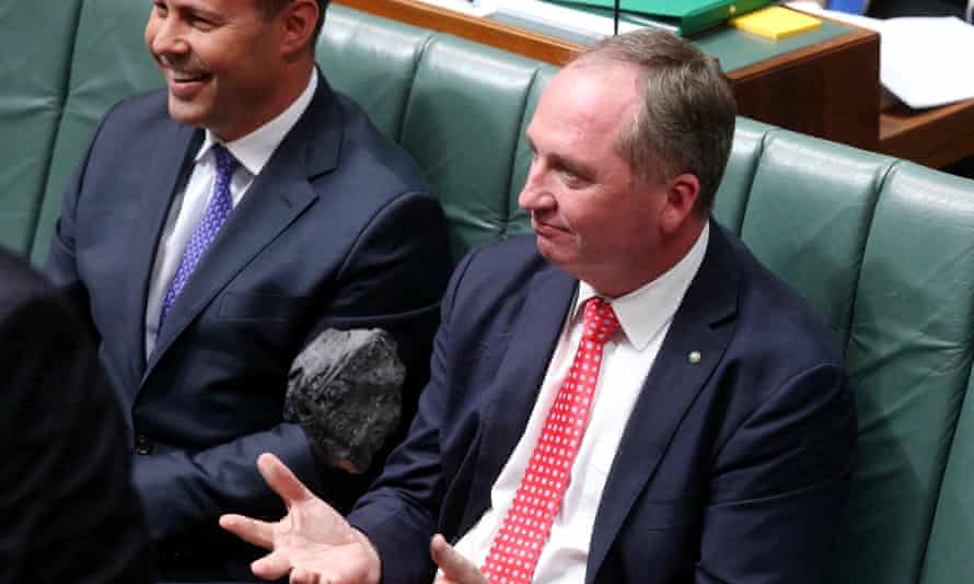 Barnaby Joyce plays catch with a lump of coal in the House of Representatives