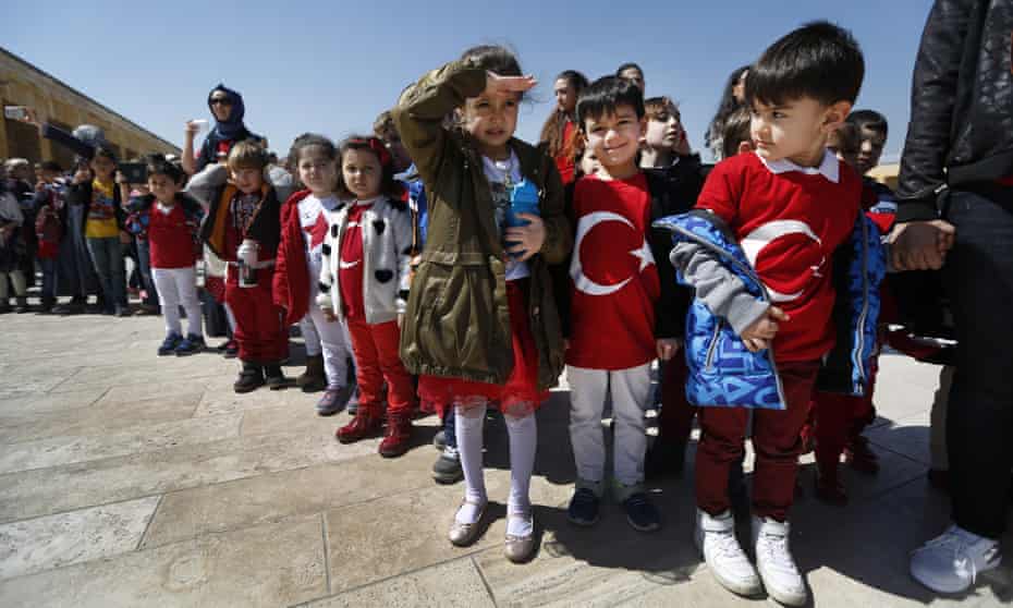 Turkish schoolchildren visit the mausoleum of Mustafa Kemal Atatürk in Ankara.