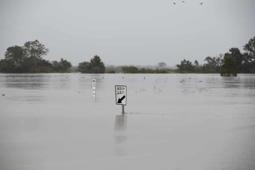 Flood water cut the Warrego Highway.