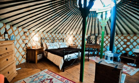 The luxurious interior of one of Pawel Sidorski’s yurts.