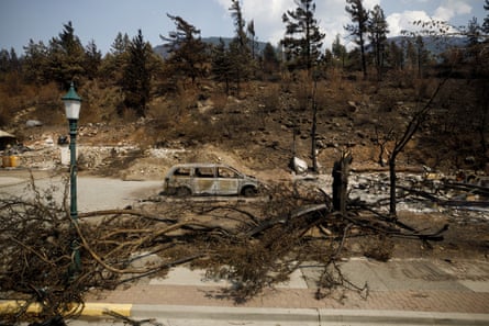 Fire damage in Lytton after a wildfire destroyed most of the village