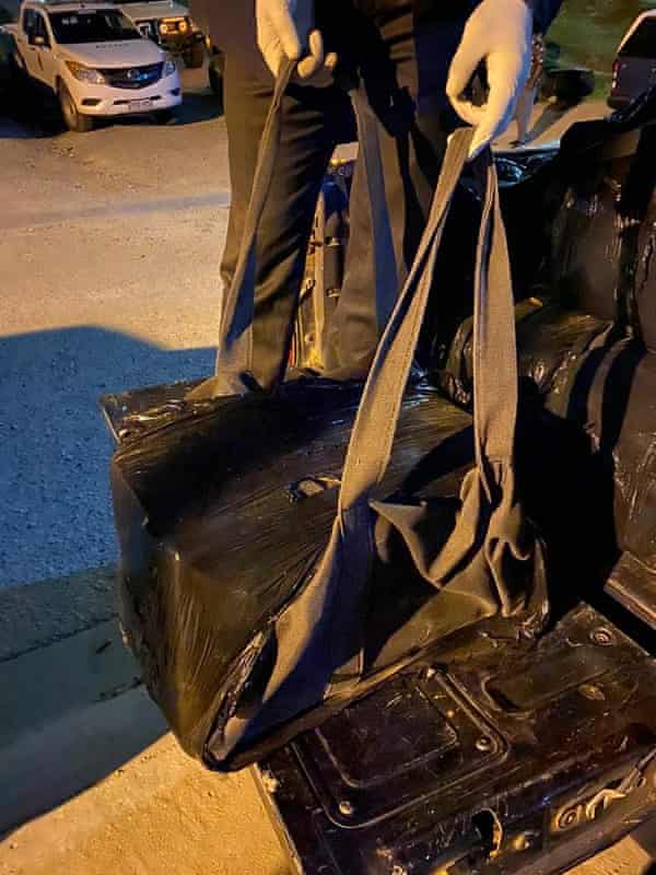 One of 28 bags of cocaine. The operation was uncovered after a light plane crashed at a makeshift airfield at Papa Lealea on the outskirts of Port Moresby