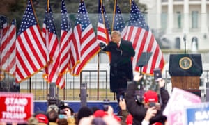 Donald Trump at the rally in Washington on Wednesday. Trump addressed the crowd for more than an hour.