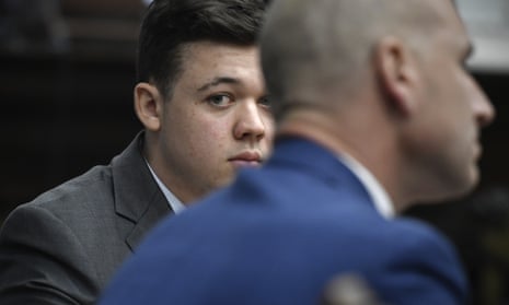 Kyle Rittenhouse listens to the court proceedings during his trial.