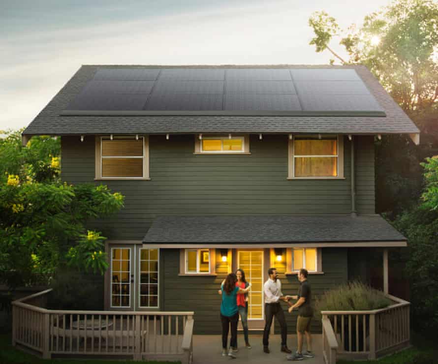 Tesla’s design for low-profile solar roof tiles