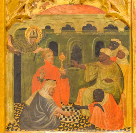A chess scene in the late 14th century altarpiece from San Nicolás