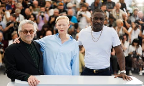 The director George Miller and actors Tilda Swinton and Idris Elba at Cannes