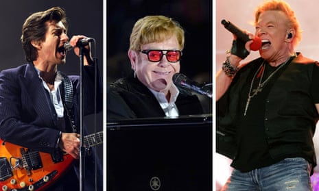 Arctic Monkeys’ Alex Turner, Elton John and Axl Rose of Guns N’ Roses.
