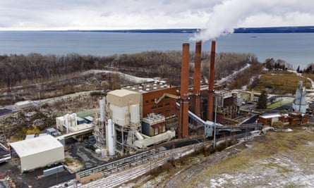 The Greenidge Generation bitcoin mining facility, in a former coal plant by Seneca Lake in Dresden, New York.