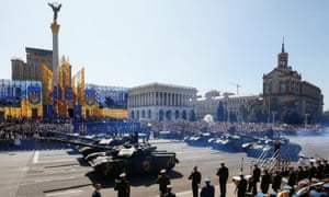 Tanks pass during a military parade marking Ukraineâs Independence Day in Kiev, Ukraine, on 24 August 2018.