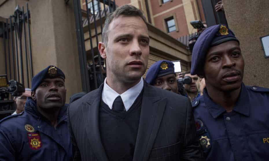 Oscar Pistorius leaves court in Pretoria after a hearing in 2014.