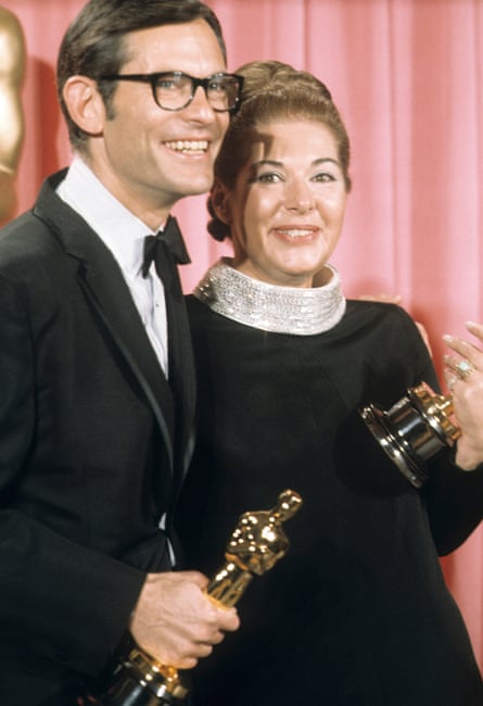 Marilyn and Alan Bergman at the Academy Awards ceremony in 1969, where they were winners of best original song for The Windmills of Your Mind, featured in the film The Thomas Crown Affair.