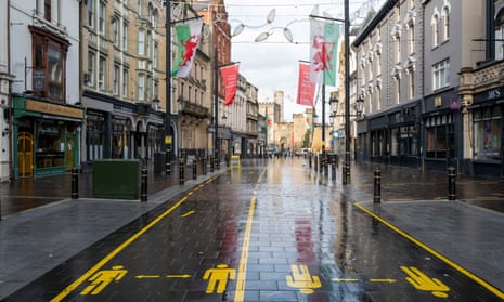 A shopping street in Cardiff, Wales