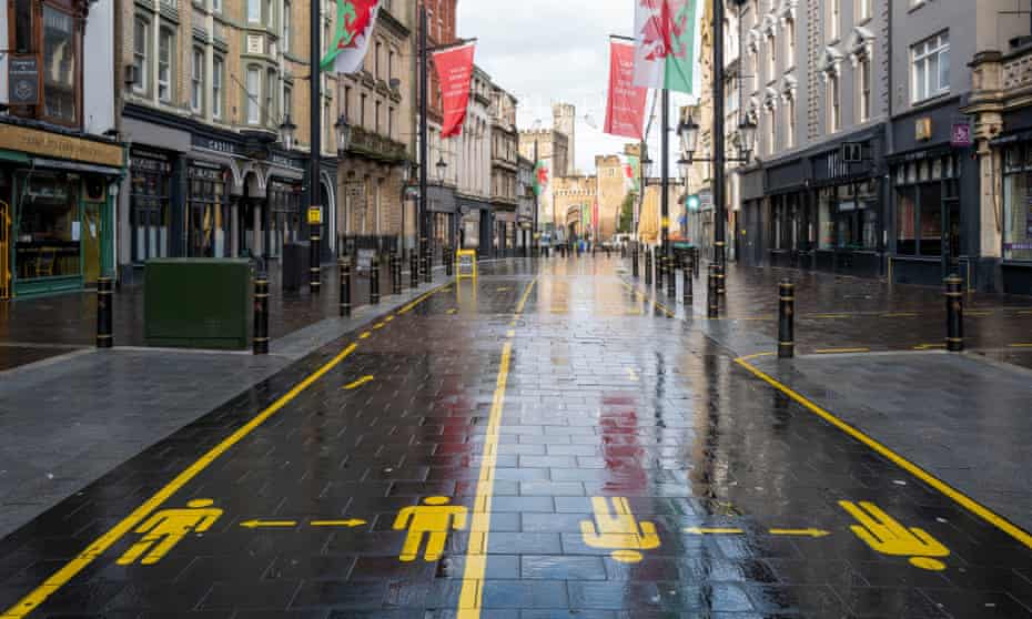 An empty high street in Cardiff in the traditionally bustling run-up to Christmas.