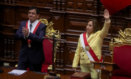 Dina Boluarte is sworn in after Castillo’s removal.
