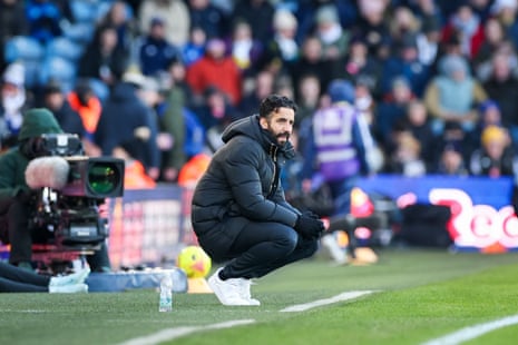 Ruben Amorim on the touchline at Elland Road