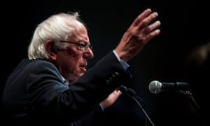 Senator Bernie Sanders speaks at a campaign event for congressional candidate James Thompson Friday, July 20, 2018 at Century II Performing Arts &amp; Convention Center in Wichita, Kan. Amy Kontras for The Guardian