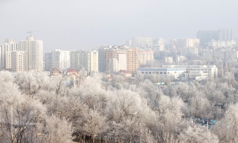 Trees are covered in frost in the center of Chisinau, Moldova on December 20, 2022.