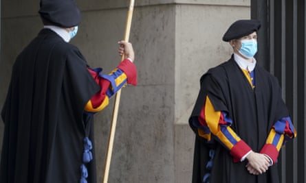 Two Swiss Guards in masks