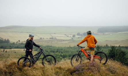 Two cyclists in the Preseli Hills
