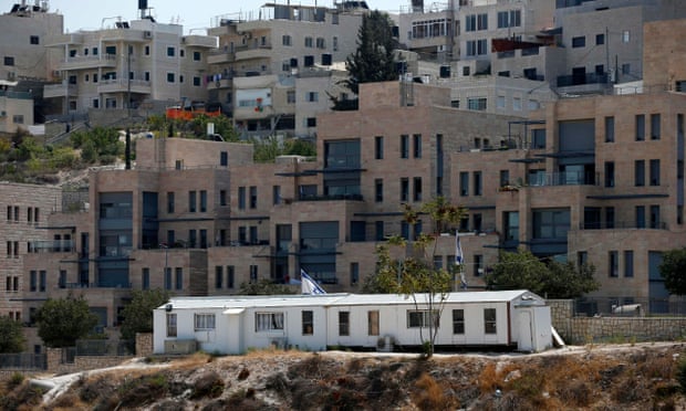 A Palestinian neighbourhood In Israeli-occupied East Jerusalem, with the Israeli settlement of Nof Zion in the foreground.