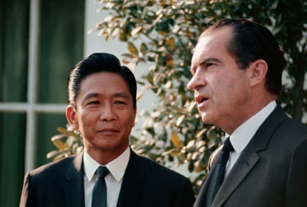 Ferdinand Marcos with Richard Nixon after a meeting at the White House in 1969