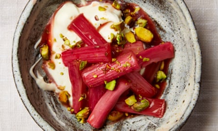 Roasted rhubarb with lavender