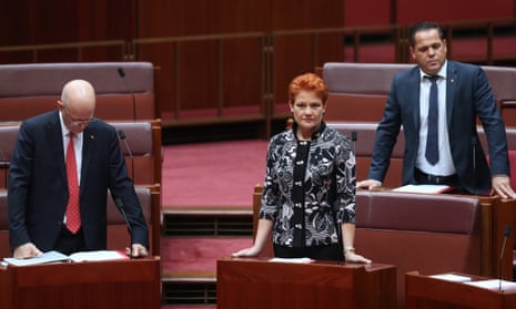 Senators David Leyonhjelm, Pauline Hanson and Peter Georgiou on Monday