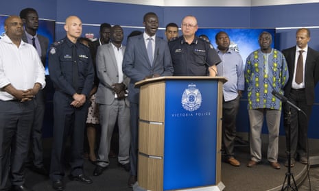 African Australian community leader Kot Monoah and Victoria’s police commissioner Graham Ashton announce the establishment of a taskforce to help tackle youth crime in Melbourne. 