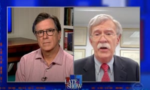Stephen Colbert to John Bolton on his initial faith in Trump as president: ‘But you’re an international negotiator, how could you be naive? You’ve dealt with the worst people in the world.’