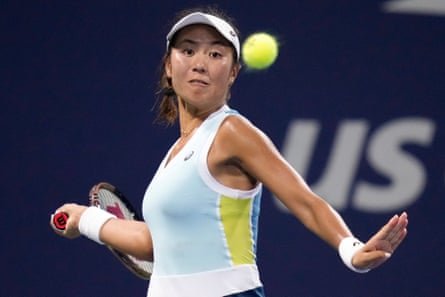 Katherine Hui returns a shot to Tereza Valentova during Saturday’s US Open girls’ final.