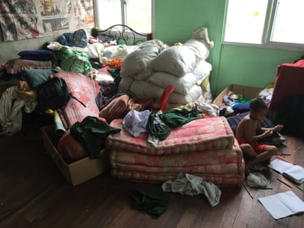 Piled-up clothes and mattresses at a private orphanage in Myanmar.
