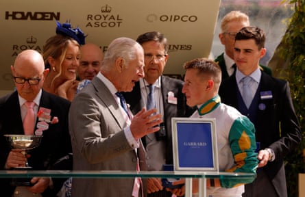 King Charles with jockey Tom Marquand after last year’s Coronation Stakes.